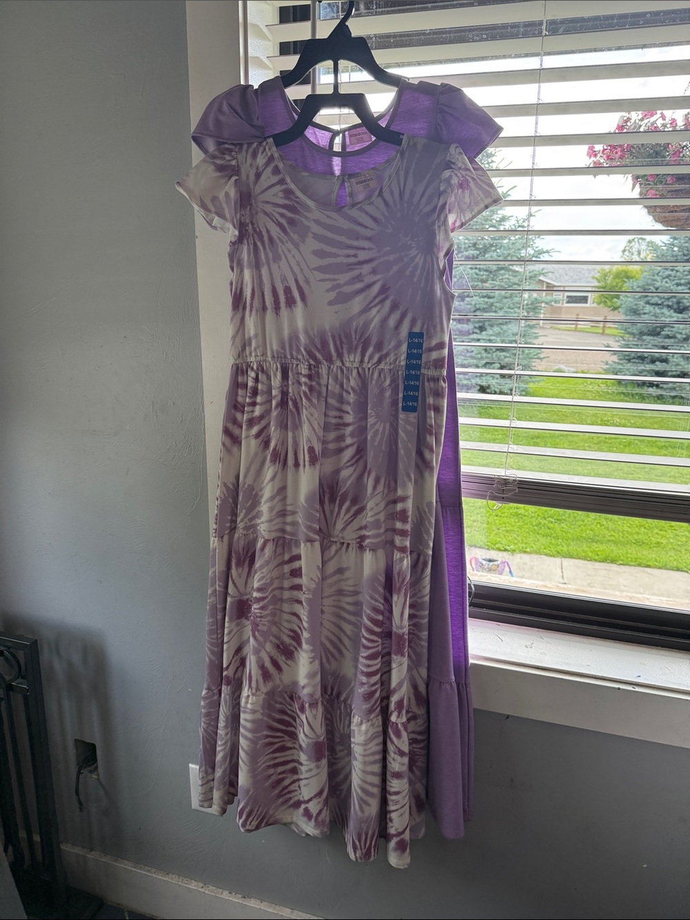32 Degrees Purple Tie-Dye Tiered Short-Sleeve Girls Dress
